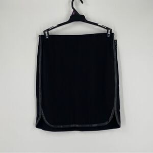DKNYC Women’s Elastic Waist Black Faux Leather Trim Mini Pencil Skirt size S